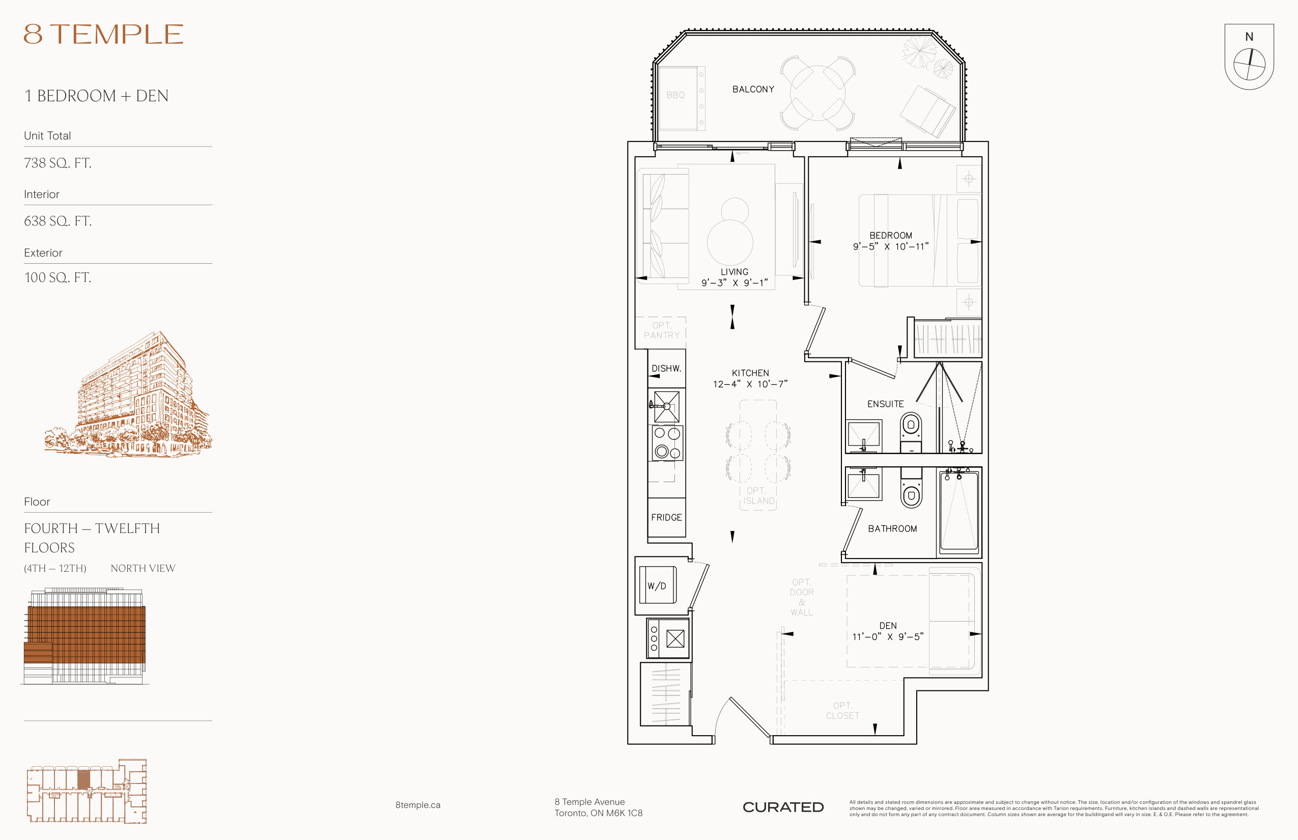 638 sq ft Suite Floor Plan